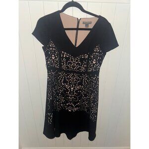 Pea in the Pod Black Black Cream Cutout Maternity Dress with Black Belt  - Small